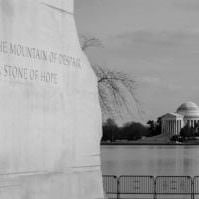 Jefferson Memorial taken from MLK Memorial in Washington DC.  Emphasis on "Mountain of Despair" Quote.
